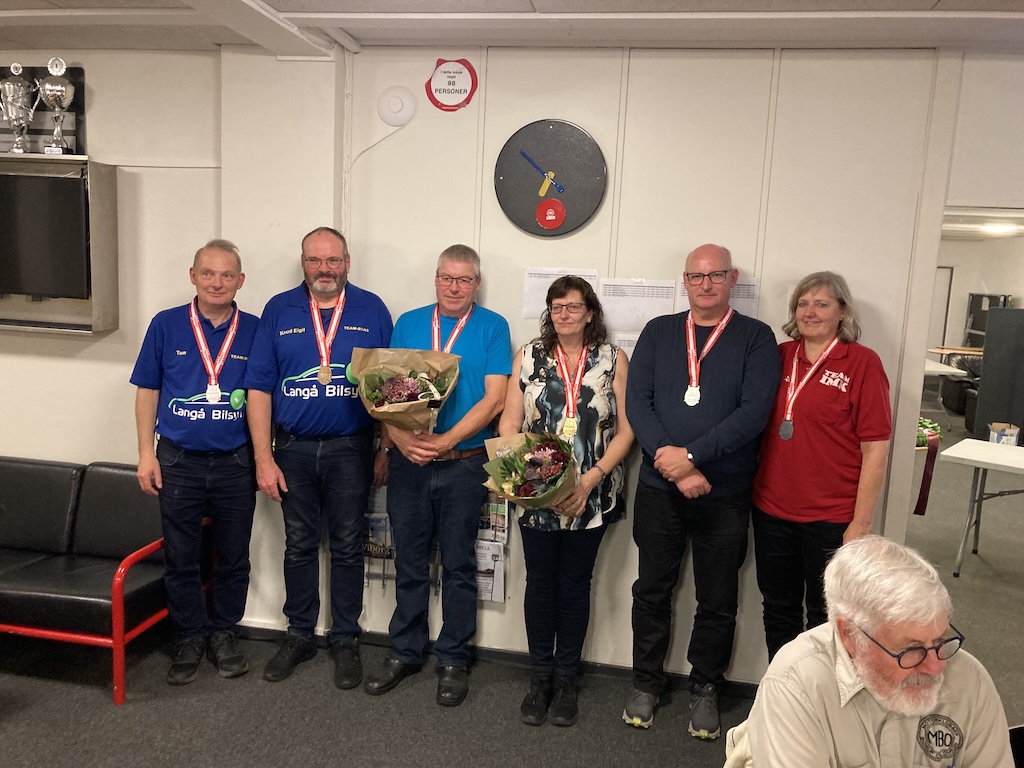 B-klassen: Fra venstre, Tom Hagelskjær/ Knud E. Vestergaard (bronze), Flemming Jen-sen/Marianne Nielsen (guld) og Brian Nielsen/Bente Nielsen (sølv).
(Foto: SOMS)